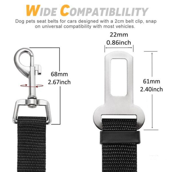 TSV 2 Pcs Adjustable Pet Dog Cat Car Seat Belt Safety Leads Vehicle Seatbelt Harness, Made from Nylon Fabric, Black