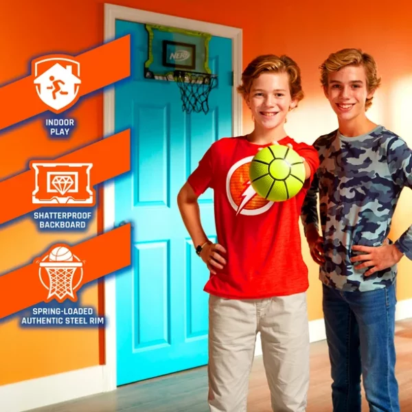 Nerf Basketball Pro Over the Door Hoop with Ball - 18 In. x 12 In.