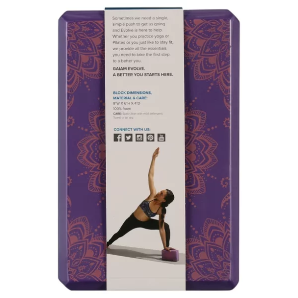 Evolve by Gaiam Printed Fashion Yoga Block, Made from Sturdy Foam, Pink