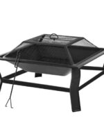Mainstays Greyson 30” Square Wood Burning Fire Pit with Mesh Screen