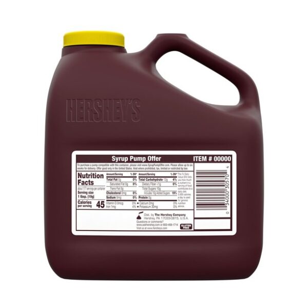 HERSHEY'S Chocolate Syrup, Baking, Gluten Free, Fat Free, Bulk, 7.5 lb, Bulk Jug