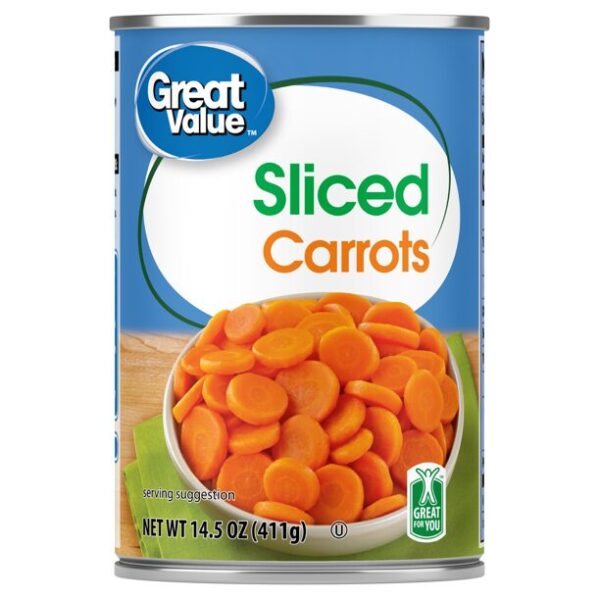 Great Value Canned Sliced Carrots, 14.5 oz Can