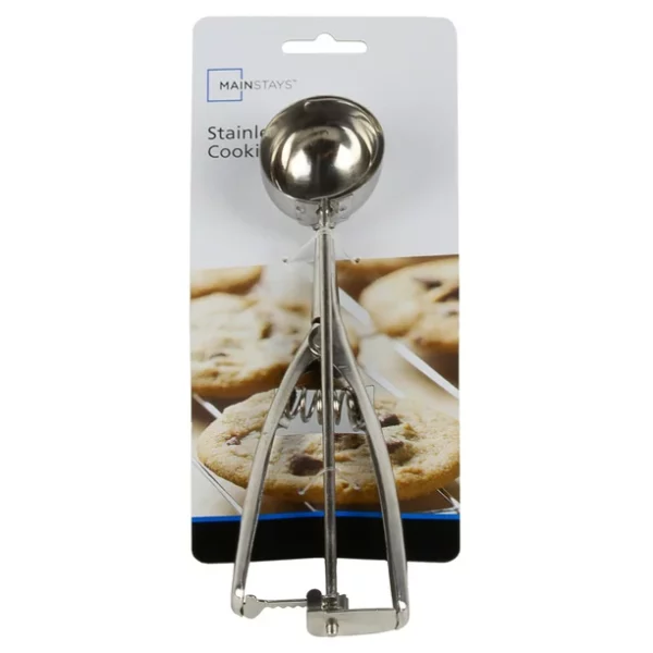 Mainstays Trigger Cookie Scoop, Squeeze Release Handle, Steel with Chrome Plating