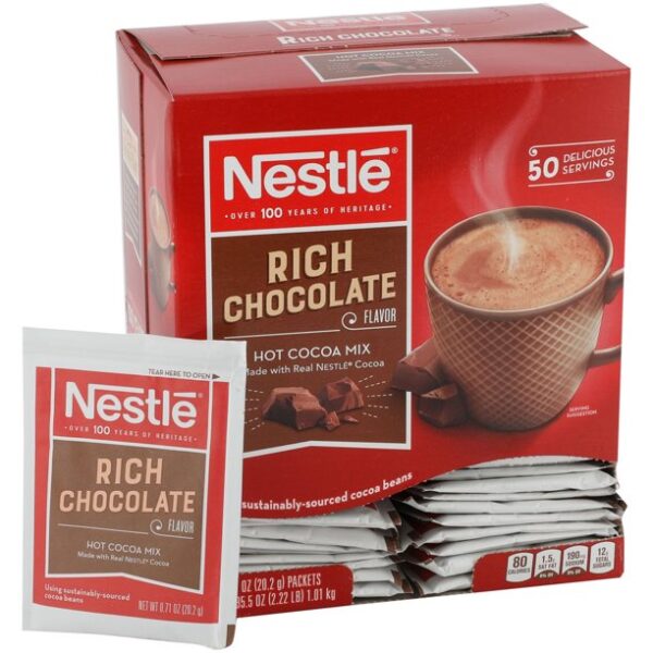 Nestle Hot Cocoa Mix, Rich Chocolate Hot Cocoa, Single Serve Hot Chocolate Packets, 50 Ct