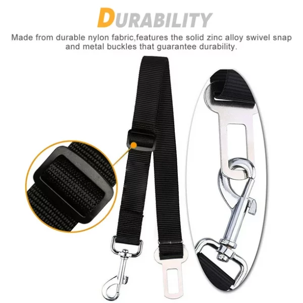 TSV 2 Pcs Adjustable Pet Dog Cat Car Seat Belt Safety Leads Vehicle Seatbelt Harness, Made from Nylon Fabric, Black