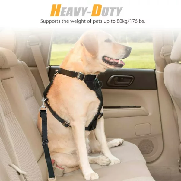 TSV 2 Pcs Adjustable Pet Dog Cat Car Seat Belt Safety Leads Vehicle Seatbelt Harness, Made from Nylon Fabric, Black