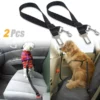 TSV 2 Pcs Adjustable Pet Dog Cat Car Seat Belt Safety Leads Vehicle Seatbelt Harness, Made from Nylon Fabric, Black