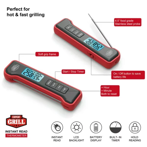 Expert Grill Pocket Digital Instant Read Meat Grilling Thermometer