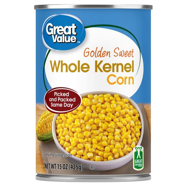 Great Value Whole Kernel Corn, Canned Vegetables, 14.5-15 oz